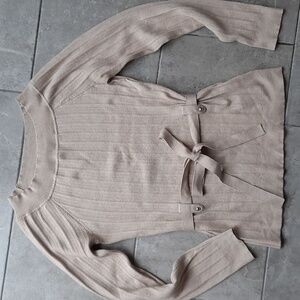 White House Black Market Taupe Sweater with Belt